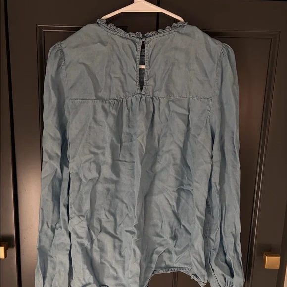 DownEast Light Blue Smocked Top - Picture 2 of 3